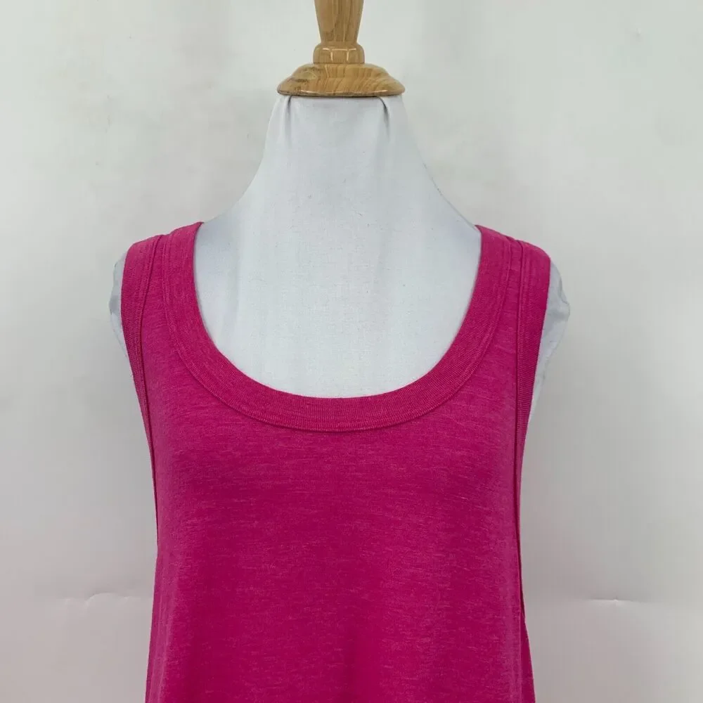 J Crew Longline Tank Top Womens M Medium Pink Slub Cotton Curved Shirttail Shirt